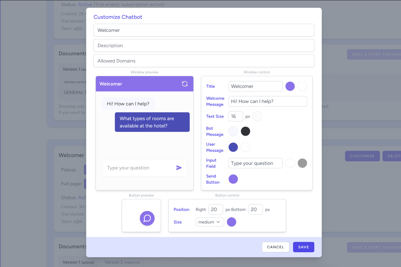 Chatbot customization